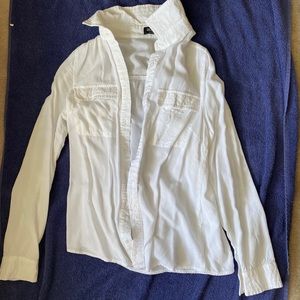 Long sleeve white flannel